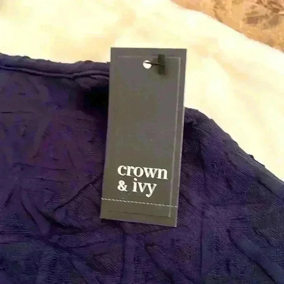 Crown and Ivy Navy Blue and Orange Midi Dress Medium - Picture 5 of 6